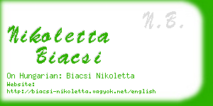 nikoletta biacsi business card